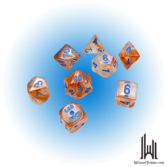 Borealis - Polyhedral 7-Die Set - Rose Gold / Light Blue Luminary